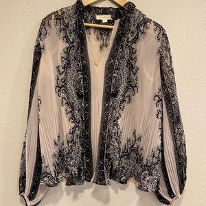 Anthropologie Forever that Girl, sheer, pleated, blouse, size small